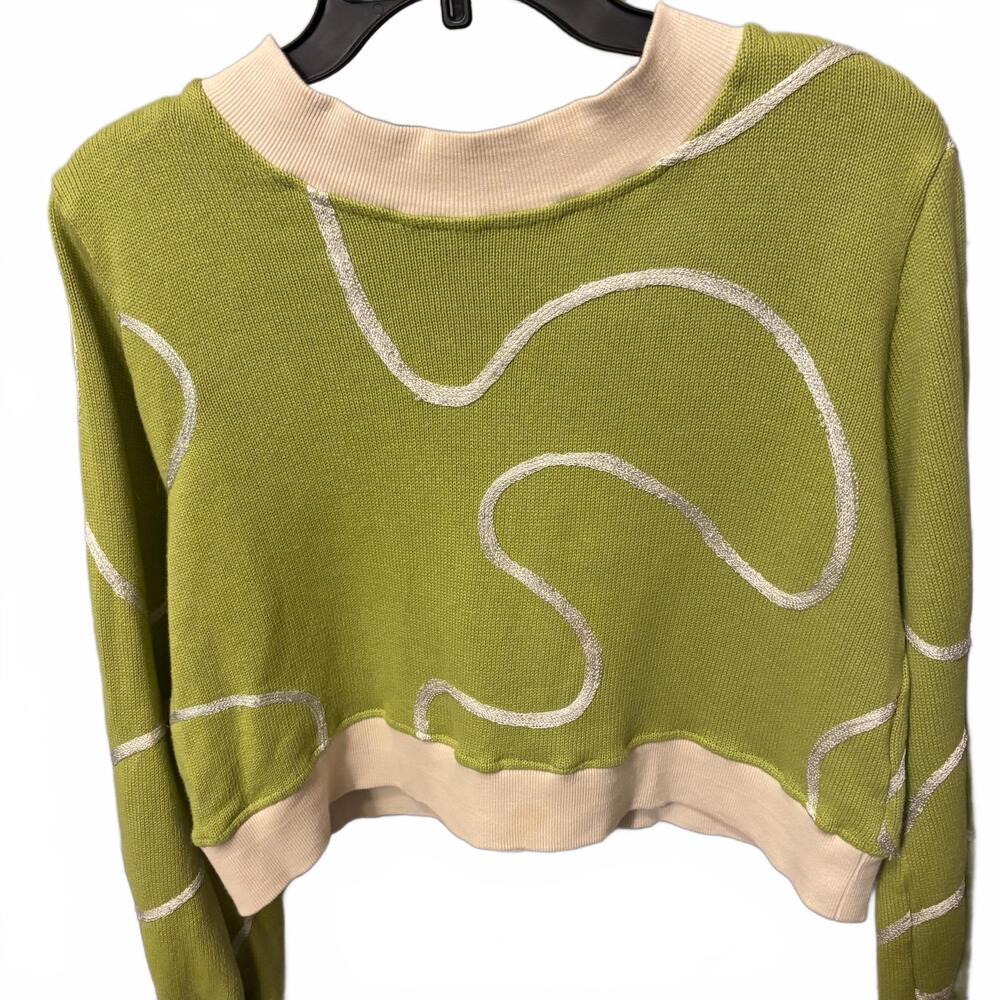 Rujuta Sheth New York Green Cropped Sweater S/XS | Sustainable Minimalist Knit